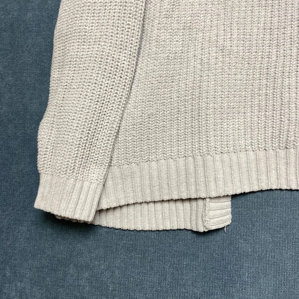 Hollister Cardigan Sweater Womens Medium Gray Open Front Chunky Knit Ribbed Hem